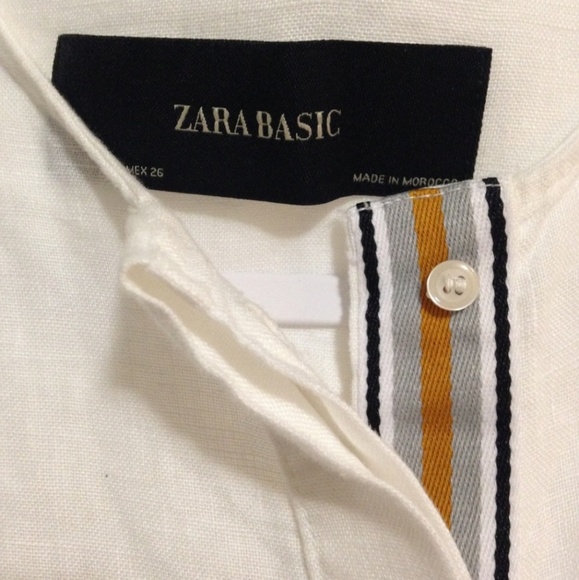 ZARA BASICS boho white flowy linen top blouse - Picture 2 of 6